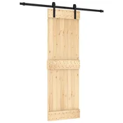 Vidaxl Drsna vrata Naravna in črna 70 x 210 cm Masiven borov les