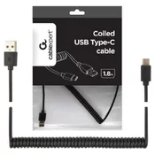 Cablexpert Spiralni kabel USB-A na USB-C 1,8m, (20651058)