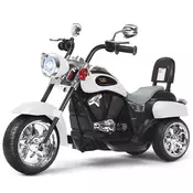 Northix Motorno kolo v stilu čoperja, motorno kolo na baterije, 91 x 48 x 64 cm, belo + črno