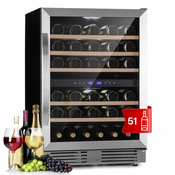 Klarstein Vinovilla 50 Duo, 2-conski hladilnik za vino, 53 l, 17 st., 3-barvna steklena vrata (HEA8-Vinovilla-50-Sl)