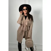 Cape with pockets dark beige