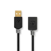 Nedis USB kabel | USB 2.0 | USB-A moški | USB-A ženski | 480 Mbps | Pozlačeno | 2,00 m | Okrogla | PVC | antracit | Škatla