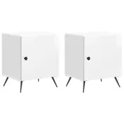 vidaXL Nočna omarica 2 pcs Bela visok sijaj 43 x 34,5 x 50 cm