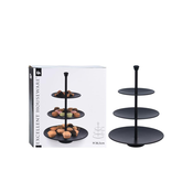 shumee Excellent Houseware 3-nadstropno servirno stojalo 36,5 cm mat črno