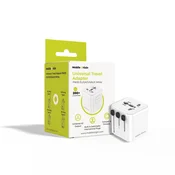 INNA ADAPTADOR UNIVERSAL MOBILE ORIGIN PARA UE, REINO UNIDO, EUA E AUSTRÁLIA, CONECTOR DE ENERGIA 3 EM 1 BRANCO