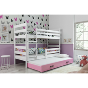 Krevet na kat Eryk s dodatnim ležajem - 80x190 cm - bijela/roza