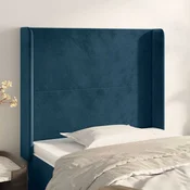 vidaXL Vzglavje z ušesi temno modro 83x16x118/128 cm žamet