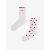 Penti Nogavice PENTI Geraffelte geblümte Crew-Socken mit Blumenmuster, Paar oker