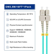 Opticki kabl LC/UPC - SC/UPC, OM3, 2mm, 5m, Svetloplavi