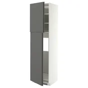 METOD Vis.elem. za frižider s 2 vrata, bela/VOXTORP tamnosiva vertikalna rucka, 60x60x220 cm