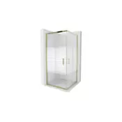 Mexen Rio kvadratna tuš kabina 90 x 90 cm, beli trakovi, zlata - 860-090-090-50-20