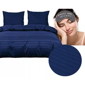Hotelska damast posteljnina s črtami 160x200 temno modra, kobalt, indigo