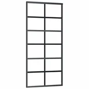 Vidaxl Drsna vrata ESG steklo in aluminij 90x205 cm črna