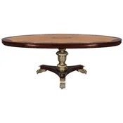 Casa Padrino luxury baroque dining table dark brown/natural/silver - Oval baroque style solid wood kitchen table - Luxury dining room furniture in baroque style - Baroque furniture