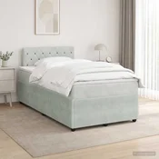vidaXL Postelja boxspring z vzmetnico Svetlo siva 120 x 190 cm Žamet