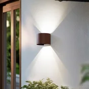 Lindby Smart LED zunanja stenska svetilka Dara, okrogla, rjava, CCT RGB, Tuya - Sodobni - rjavo-rdeč - Aluminij