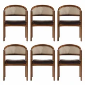 Casa Padrino luxury dining room chair set of 6 with armrests dark brown/brown/natural H. 78 cm