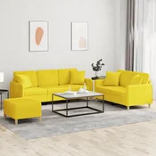 vidaXL vidaXL Sedežna garnitura 3-delna z vzglavniki svetlo rumeno blago, (20926162)