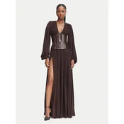 Elisabetta Franchi Večerna obleka AB-R15-66E2 Temno rjava Slim Fit