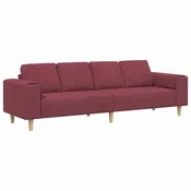 Vidaxl Dnevna soba kavč Vinorodna rdeča 250 x 77 x 76 cm Poliester
