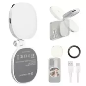 K&F Magnetic Selfie Light with 360°Rotation & Mirror, CRI95+ Foldable Phone Ring Light