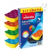 Vileda Sponge Vileda Pur Active Barvna 4 kosi - Monotone, poliuretan, ročno pranje, rumena, rožnata, oranžna, modra, zelena