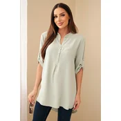 Blouse with a longer back dark mint