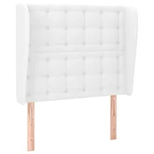 Vidaxl Vzglavje z ušesi belo 103x23x118/128 cm umetno usnje