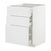 METOD / MAXIMERA Podni element s 3 fioke, bela/Stensund bela, 60x60 cm