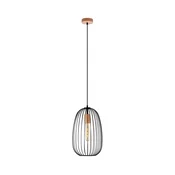 Luster na sajli OVELLA 1xE27/15W/230V O 25 cm crna/borovina