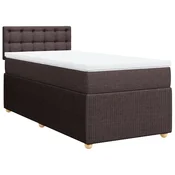Vidaxl Box spring postelja z vzmetnico temno rjav 90x190 cm blago