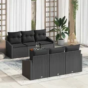 Sjedeća garnitura za vrt 7 kom. Crna poliratan 178 x 62 x 69 cm
