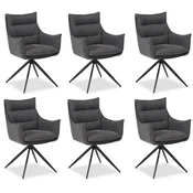 Homestyle4U Oblazinjeni stol, kompleti 6 kosov, 56x86,5x62 cm, antracit