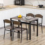 HOMCOM HOMCOM 5-delna jedilna garnitura s pravokotno mizo 100x63x76,5 cm in 4 stoli 45x40x82 cm, jeklo in MDF, črna in hrast, (20755603)