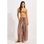 Seafolly Hlače iz tkanine Coastline 55541-PA Rjava Wide Leg