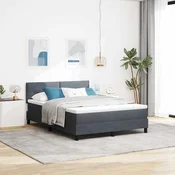 vidaXL vidaXL Box Spring postelja z vzmetnico in LED Temno siva 160x200 cm Žamet, (22050448)