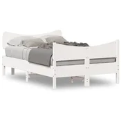 shumee vidaXL Posteljni okvir brez vzmetnice bel 120x190 cm masiven borov les