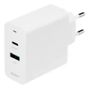 DELTACO Kućni Punjač s 2 USB Porta: 1x USB-C PD 18W, 1x USB-A 18W, Ukupna Snaga 36W - Bijeli