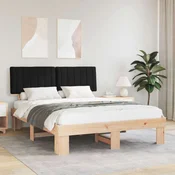 Vidaxl Posteljni okvir z oblazinjenim vzglavjem Črna 150 x 200 cm