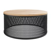 Klubska mizica Oswego 127 (Craft zlati hrast) Craft zlati hrast, Črna, 28cm, Iverna plošča, Okrogla