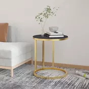 Bočni stolić zlatno-crni 45 cm od kaljenog stakla