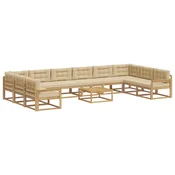 Set vanjskih sofa s jastukom 11 pcs Bijela i bež