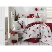Hanah home Komplet posteljine Geyik, 160x220cm, Crvena