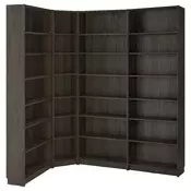 BILLY Ugaon.komb.biblioteka s dod.element, tamnosmeda im. hrastovine, 215/135x28x237 cm