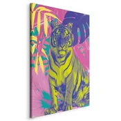 shumee Slika - Barviti tiger - Intenzivne barve tigra, obdanega s tropskimi rastlinami