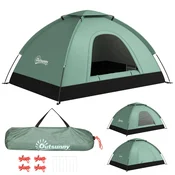 OUTSUNNY Kampirni šotor 2 osebi, iglo šotor z zadrgo na vratih, mreža proti komarjem in transportna torbica, 206x185x120cm, zelena