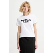 Bombažna kratka majica A.P.C. T-SHIRT CROP MANCHE COURTE MADAME APC