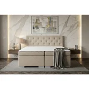MID.YOU BOXSPRING POSTELJA 180 cm x 200 cm , tekstil, leseni material bež