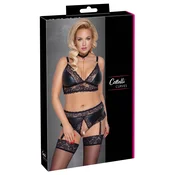 Cottelli CURVES Bra & Suspender Briefs 4XL with Removable Chains, Matte & Lace OCV011D
