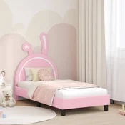 vidaXL Otroški posteljni okvir z vznožjem Roza 80 x 160 cm PU